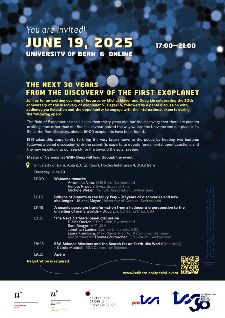 Flyer for the exoplanet event with programme and details. Graphic by Fabio Crameri. Full version available from https://s-ink.org/known-exoplanets.